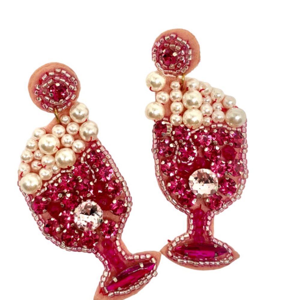 ⭐️💍💍FREE Alcohol Drink Bubble Pop Art Deco Party Rhinestone Classy Earrings